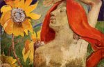 Redheaded woman and sunflowers 1890